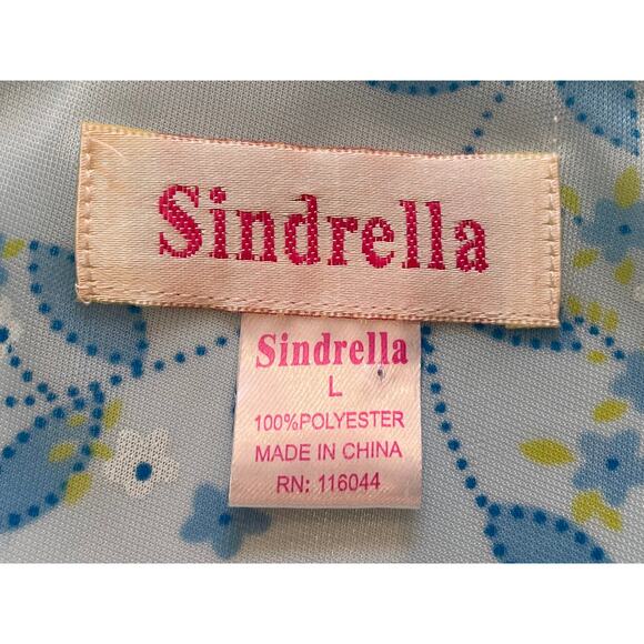 Sindrella Baby Blue Floral 3/4 Sleeve Long Robe, Size L - Picture 6 of 11